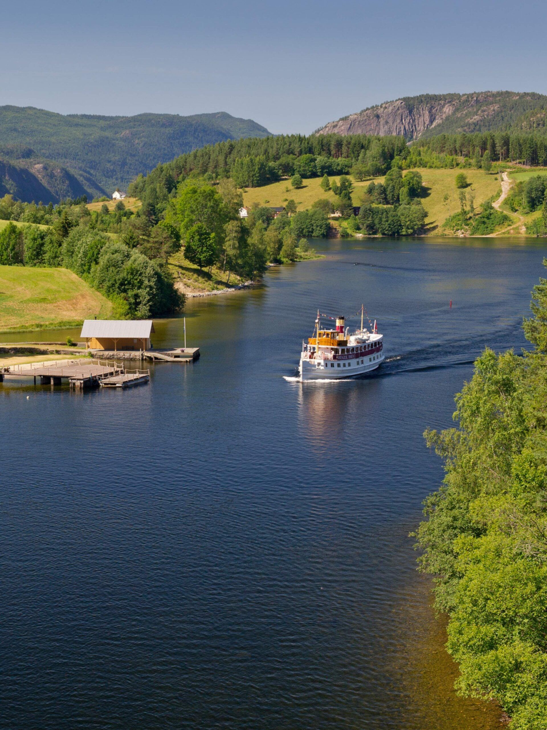 MS Victoria is cruising along the Telemark Canal in Norway